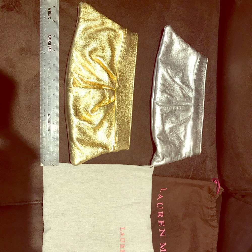 2 Lauren Merkin pleated lambskin clutch bag